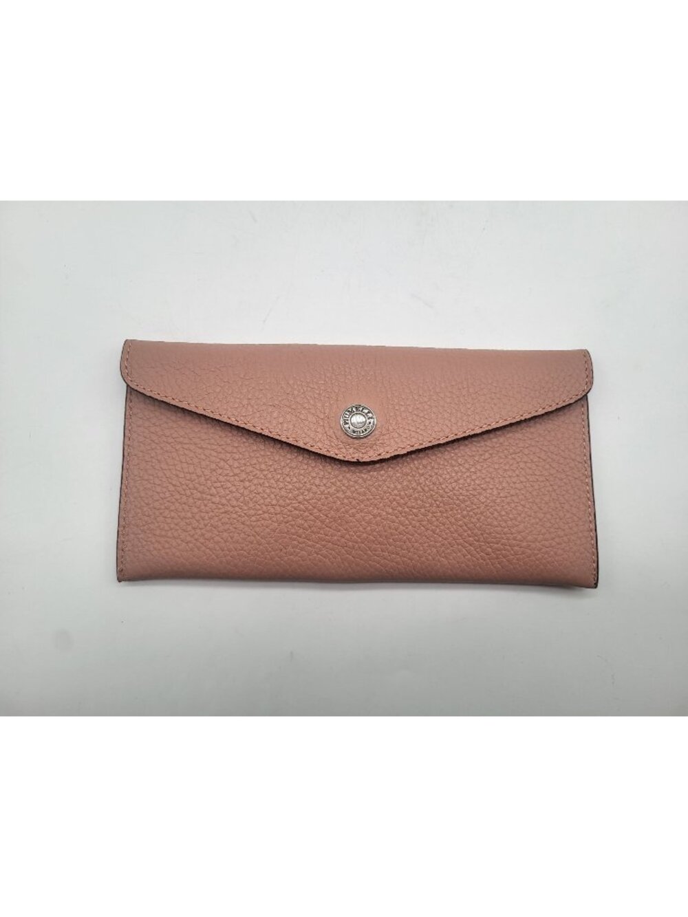 Piumelli Milano Envelope Wallet Pebbled Leather Italy Neutral with Red interior